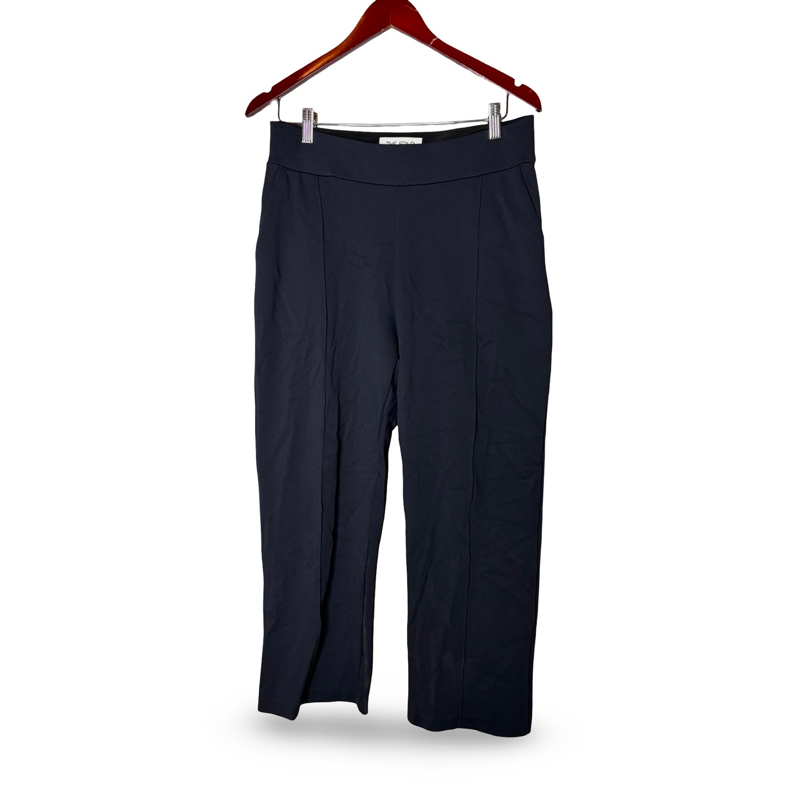 The Fold Clever Crepe Allerton Pintuck Straight-Leg Trousers Navy Us 10